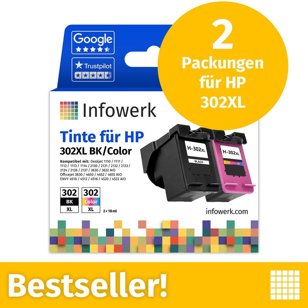 NOUVEAU : Infowerk Cartouches d'encre pour HP 302XL, Image du produit 