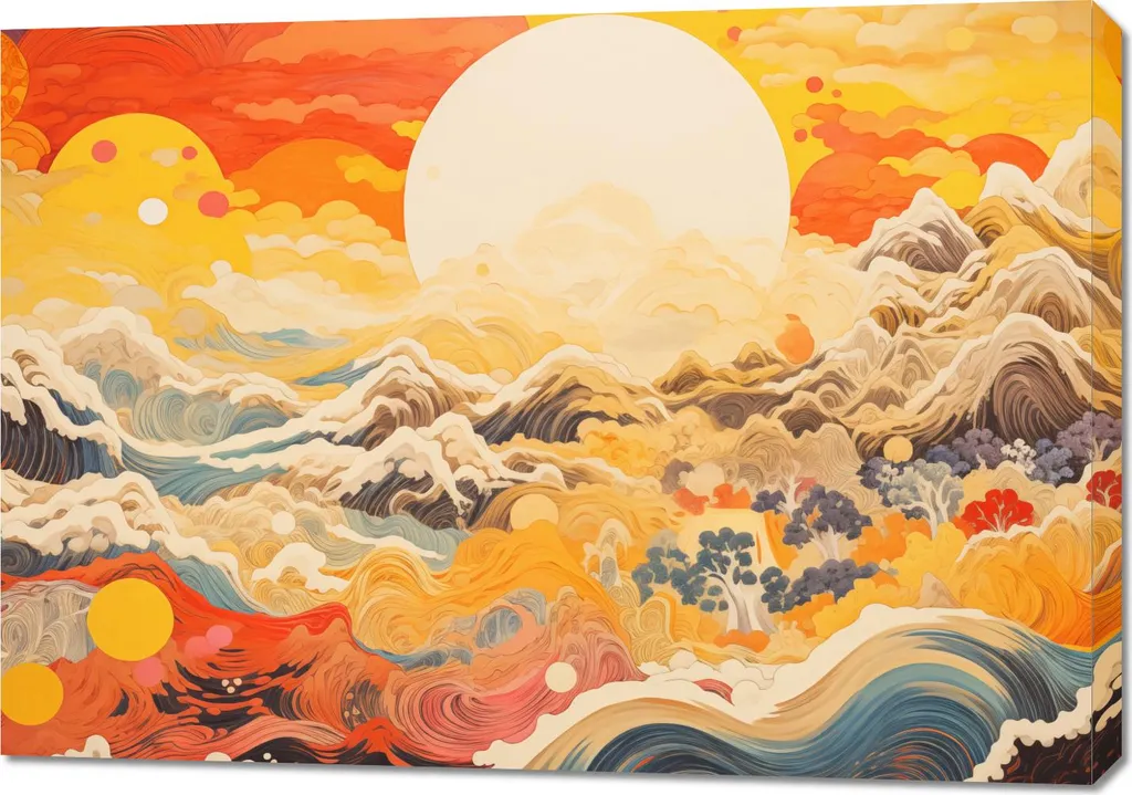 Tableau de Salon Moderne 100 x 70 cm Poème du vent et du soleil