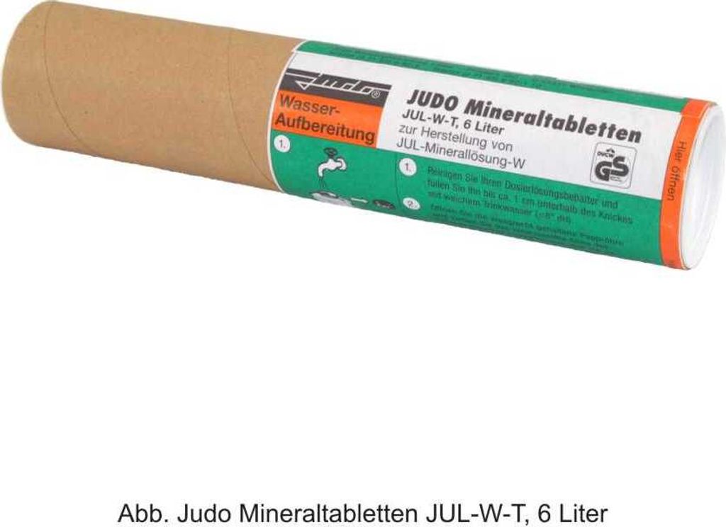 A product tube of mineral tablets for water treatment, shown against a plain background.