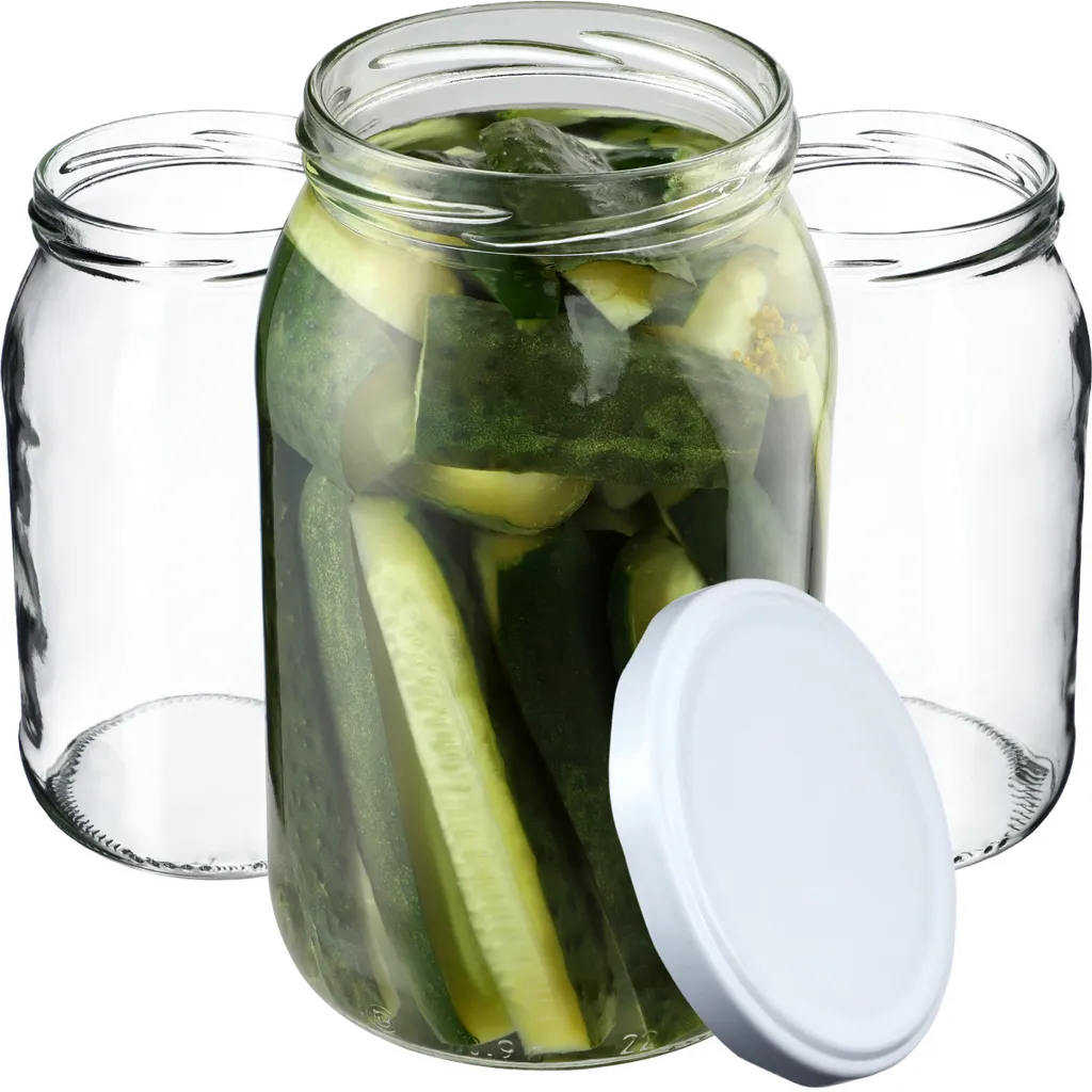 KADAX barattoli per conserve 900 ml, barattoli per conserve, barattoli per conserve con coperchio a vite, barattoli per conserve utilizzabili come barattoli per marmellata, barattoli per la conservazione, barattoli per conserve (48 pezzi, bianco) - 4