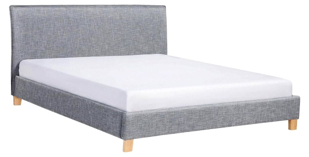 Polsterbett in Grau mit Leinenoptik und Lattenrost 160 x 200 cm