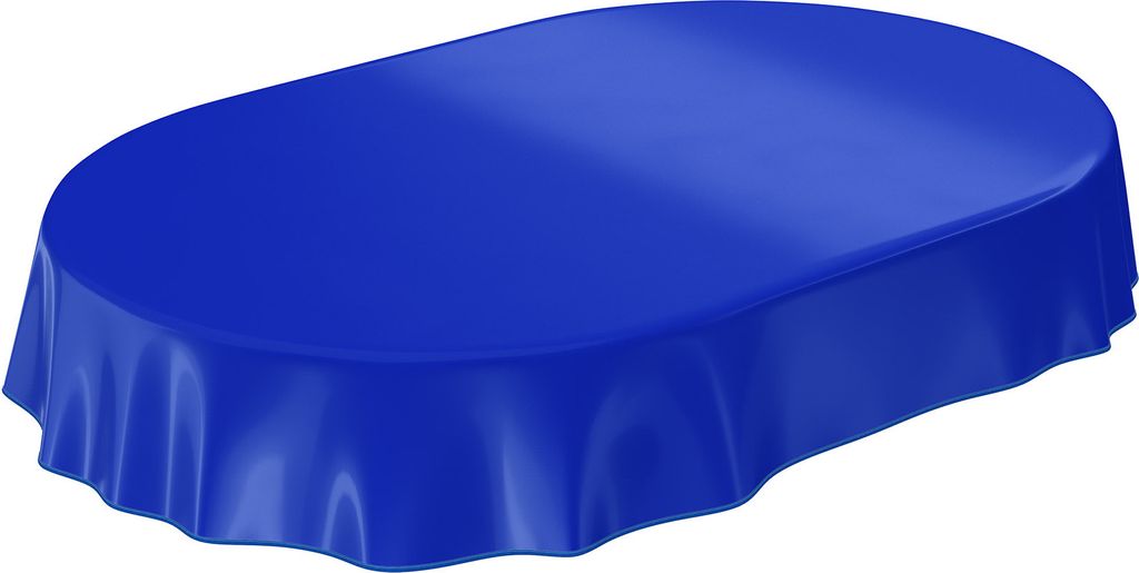 Tischdecke Wachstuch PVC abwaschbar Einfarbig Blau Oval 200x140cm Band