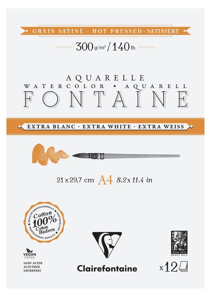 Font. weiß satin Block A4 12Bl 300g