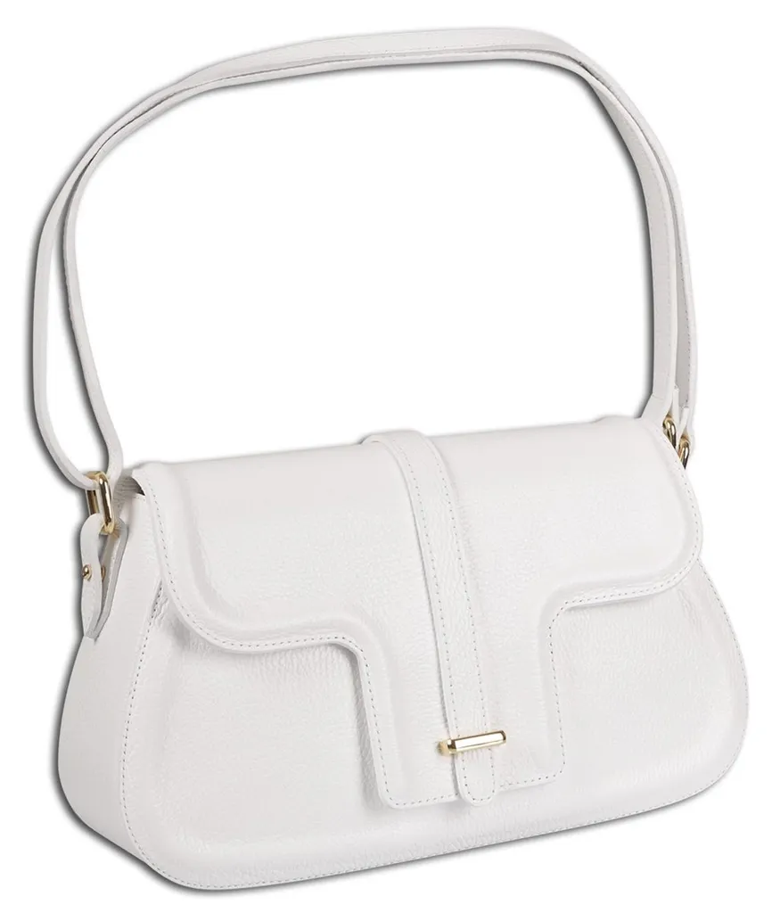 Sac besace blanc moyen pour femme Toscanto 33cm porté épaule chic