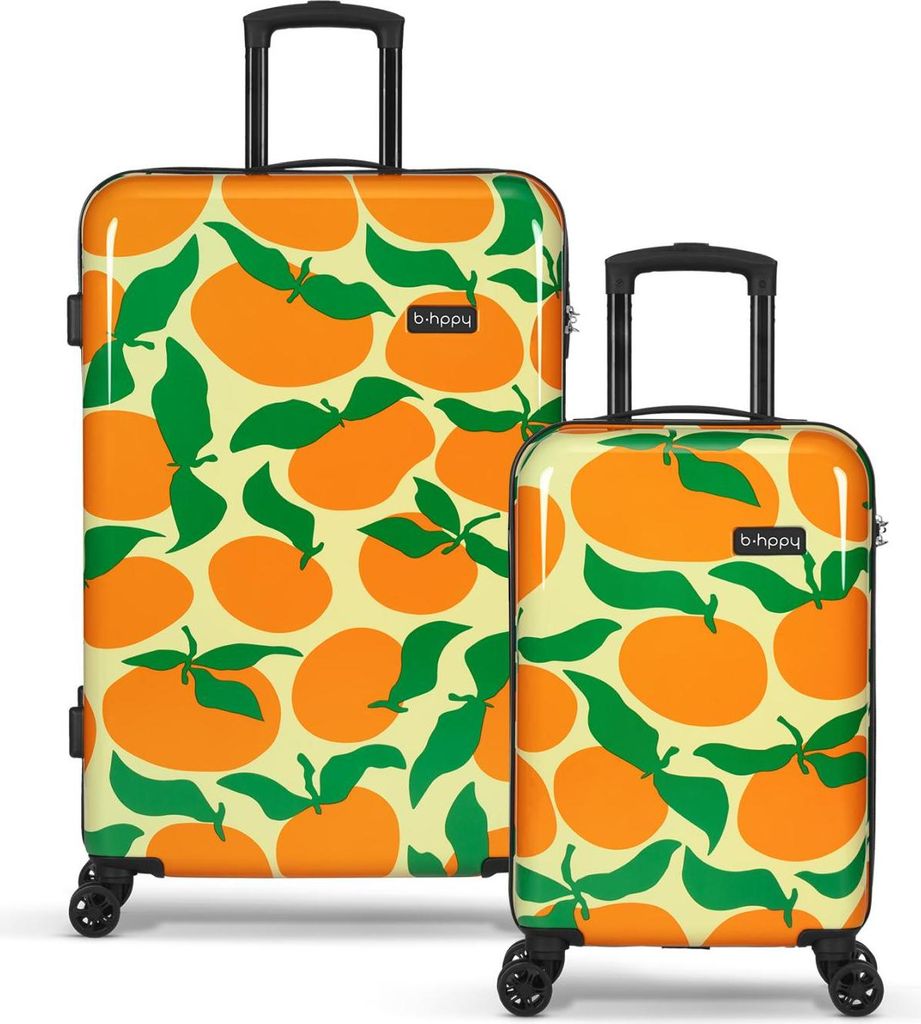 BHPPY Reisekoffer set 2-teilig S&XL, Kofferset, Hartschalen koffer mit rollen, Trolley Set, Koffer set mit Zahlenschloss, Farbe Orange
