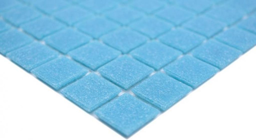 Handmuster Mosaikfliese Glasmosaik Classic Uni Glas uni türkisblau papierverklebt Poolmosaik Schwimmbadmosaik MOS200-A13-P_m