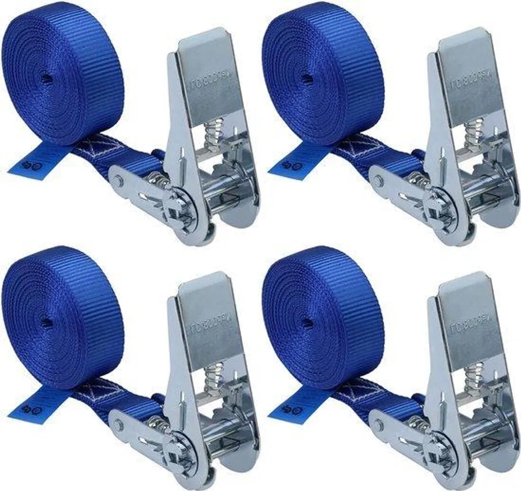 Sangle pour remorque et coffre bleue 6m 800kg - Lot de 4 pièces DIN