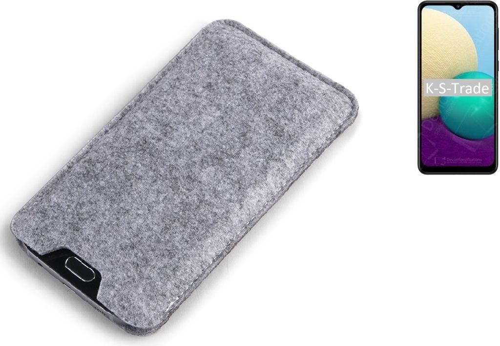 K-S-Trade Filz Handyhülle kompatibel mit Samsung Galaxy A02 Schutzhülle Filztasche Filz Tasche Case Sleeve Handy Hülle Filzhülle grau