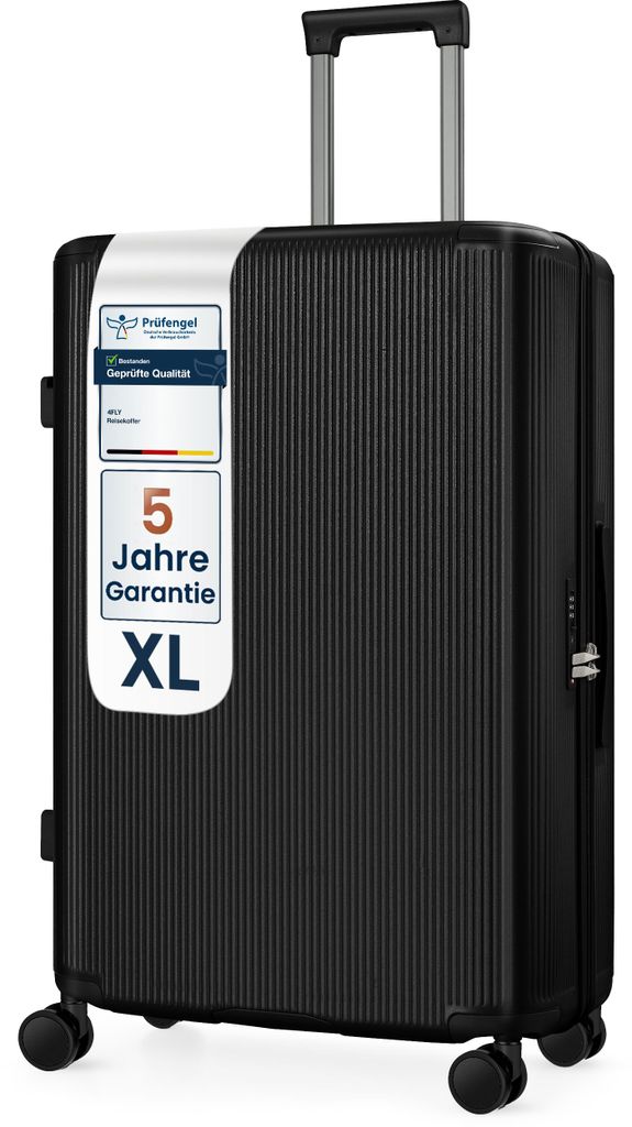 4FLY Hartschalen Reisekoffer 78 cm (103L) aus Polycarbonat – mit TSA-Schloss, 4 Spinner-Doppelrollen und Aluminium-Teleskopgriff, Aufgabegepäck