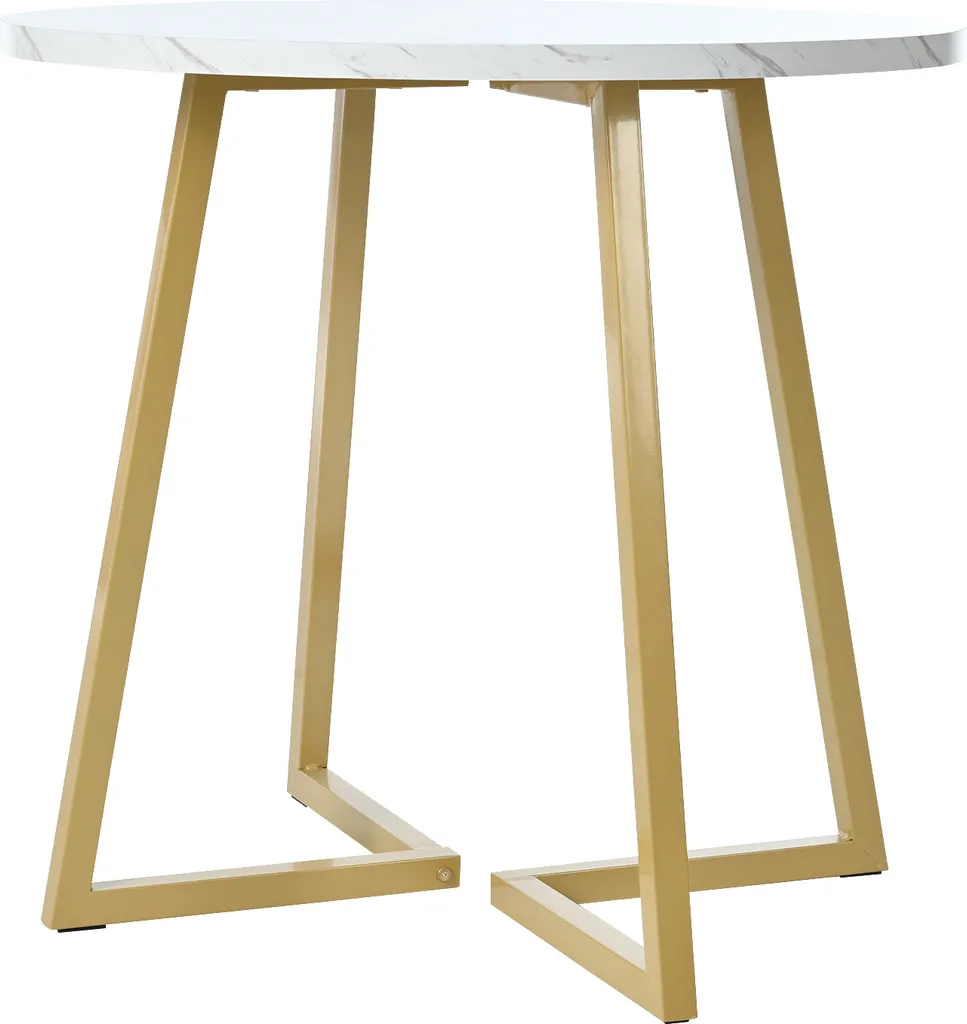 Tavolo Rotondo Marmo e Oro 80cm - Eleganza Flieks per Piccoli Spazi - 7
