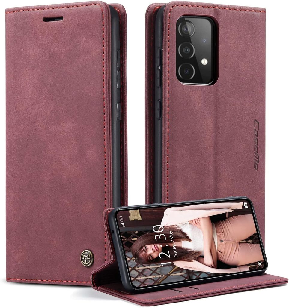 Hülle Samsung Galaxy A33 Handyhülle Klapphülle Tasche Etui Flip Case Karmesinrot