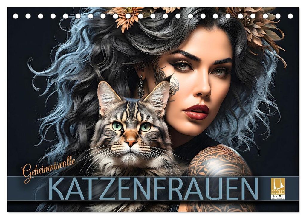 Geheimnisvolle Katzenfrauen (Tischkalender 2027 DIN A5 quer), CALVENDO Monatskalender
