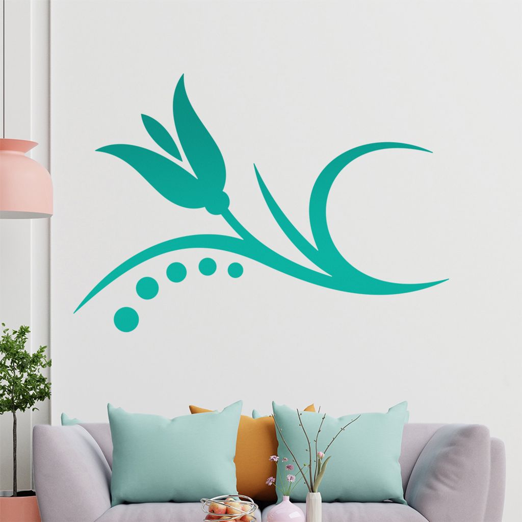 Blume - Linien Punkte Wandtattoo in 6 Größen - Wandaufkleber Wall Sticker - Dekoration, Küche, Wohnzimmer, Schlafzimmer, Badezimmer