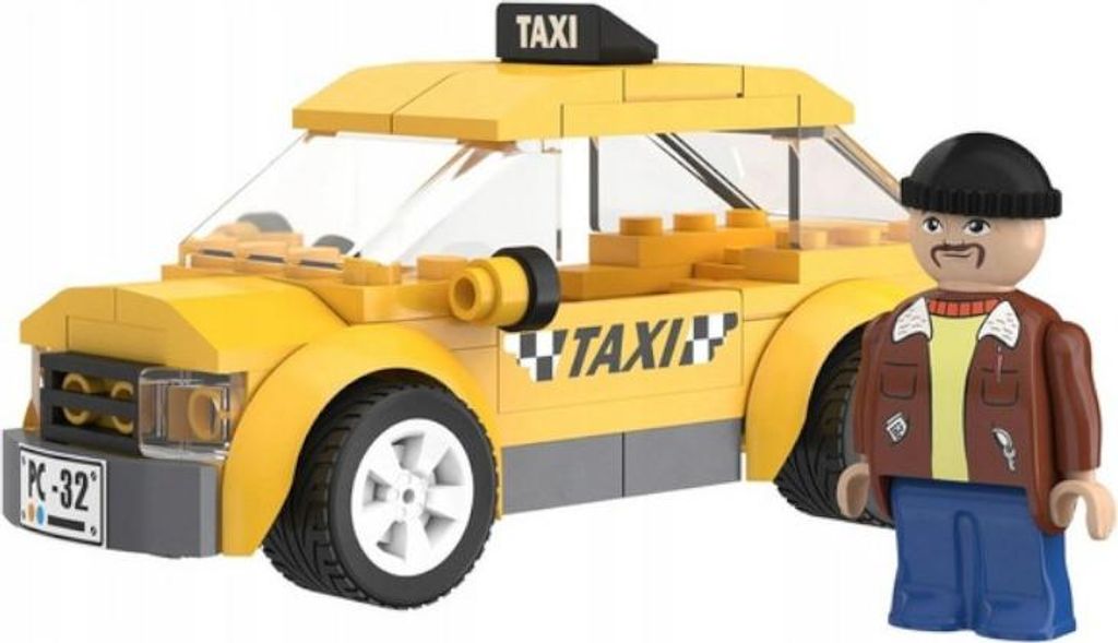 Playtive Clippys Spielset XS Kompatibel mit allen handelsüblichen Klemmsteinen Taxi