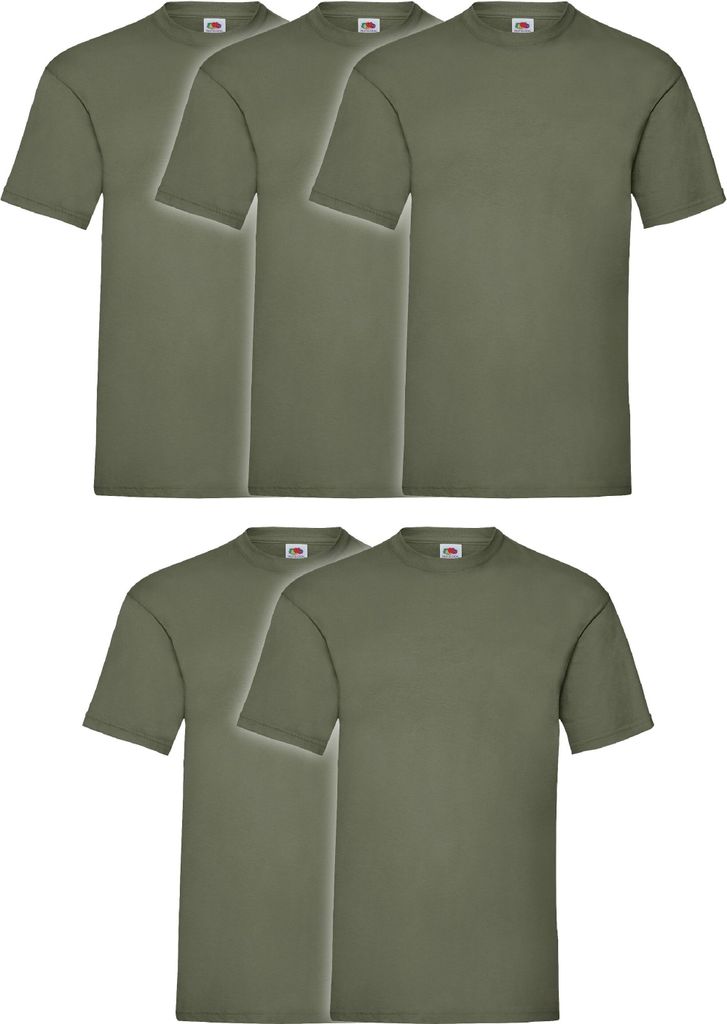 5er Pack Fruit of the Loom Valueweight T-Shirt + GRATIS MyShirt Stoffbeutel Farbe: oliv Größe: L