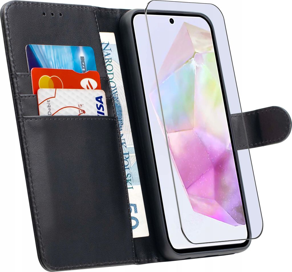 ETUI für Samsung A56 5G | LEDER-BRIEFTASCHE BOOK TOKRA CLASSIC + GLAS