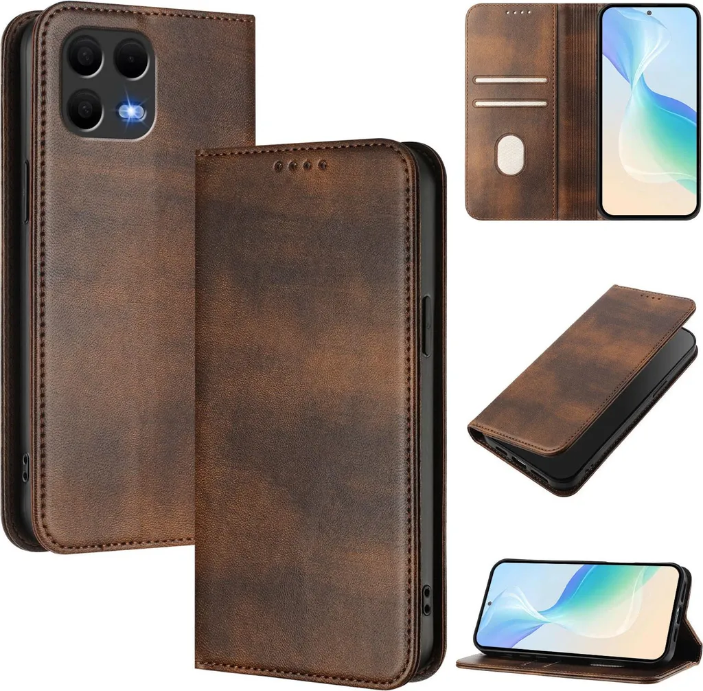 Custodia Robusta Revvl 8 Pro - Pelle Vintage RFID - Cover Magnetica