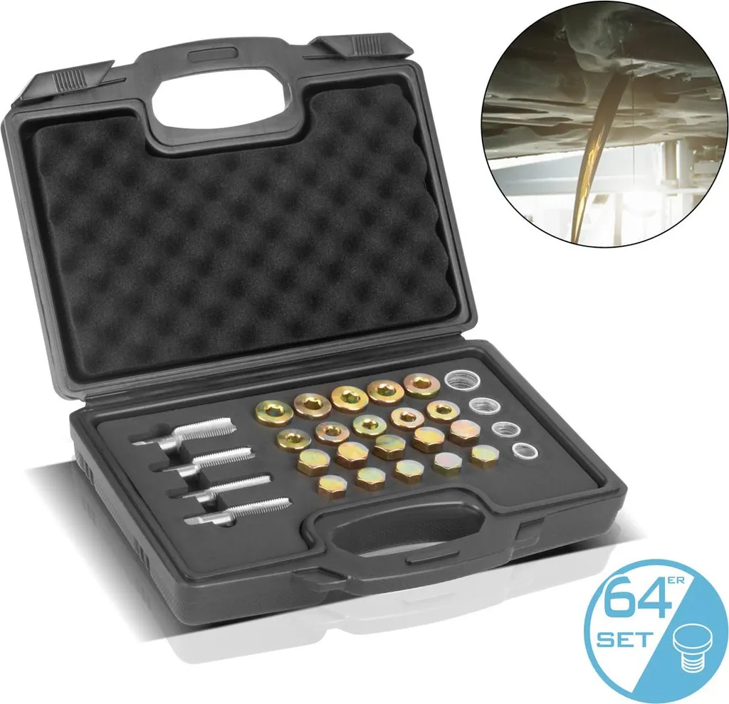 STAHLWERK Kit Riparazione Filettatura Tappo Olio 64 Pezzi Professionale