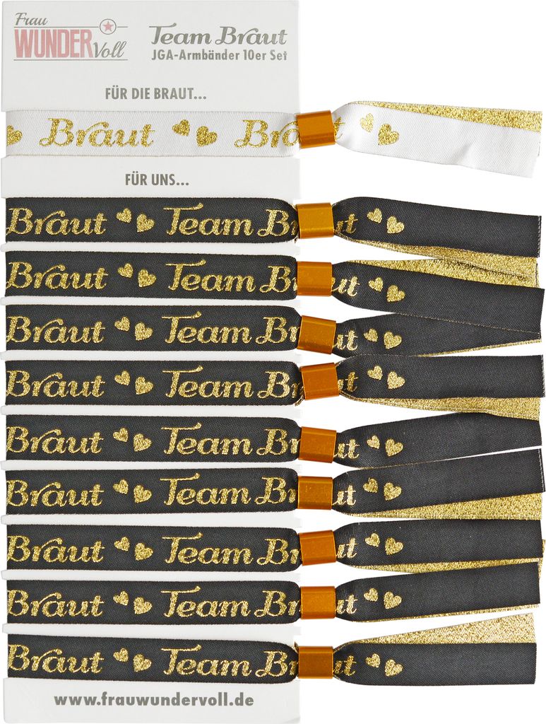 Frau WUNDERVoll JGA Armband für Braut und 9 Freundinnen Inhalt 9 Team Braut Armbänder und ein Armband für die Braut JGA Accessoires für JGA P...