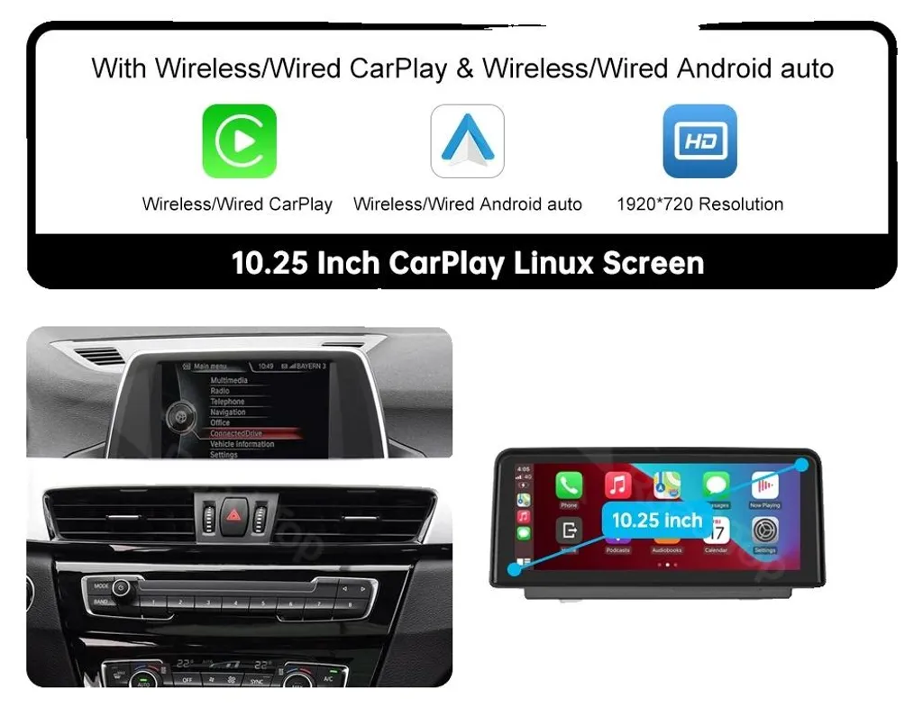 Écran multimédia tactile 10,25 pouces pour BMW X1 NBT connectivité sans fil