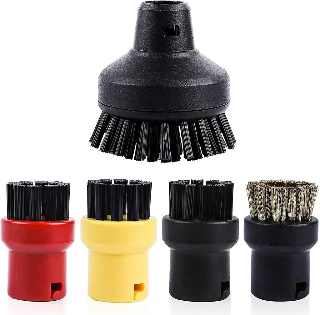 5 Stück Rundbürstenset für Kärcher Dampfreiniger Zubehör SC1 SC2 SC3 SC4 SC5 (1 Große Rundbürste + 4 Kleine Rundbürsten)