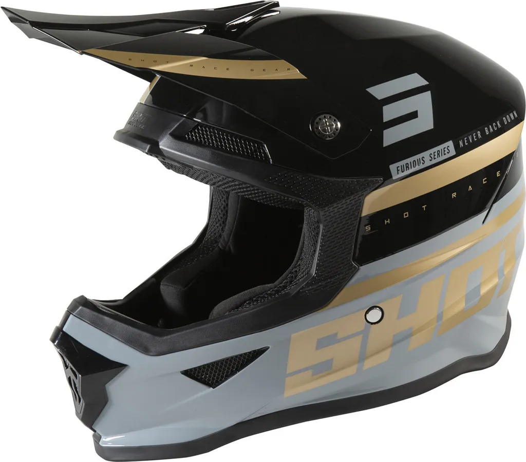 Casque Moto Shot Furious Shining XL - Confortable et Ventilé Noir Bronze