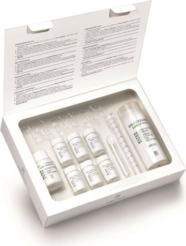 Bruno Vassari Glyco System Set - Exfoliating Powder 6 Pieces, 0.30 Grams Each And Hydrating Cream For Face With Spf 25 30 Milliliters