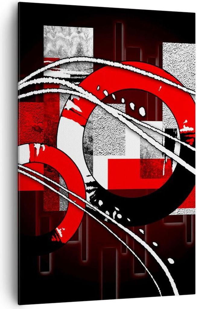Bild auf Leinwand - LeinWandbild Einteilig - Grafische komposition geometrisch zahlen - 80x120cm - Wand Bild - Wandbilder - Leinwanddruck - Wanddek...
