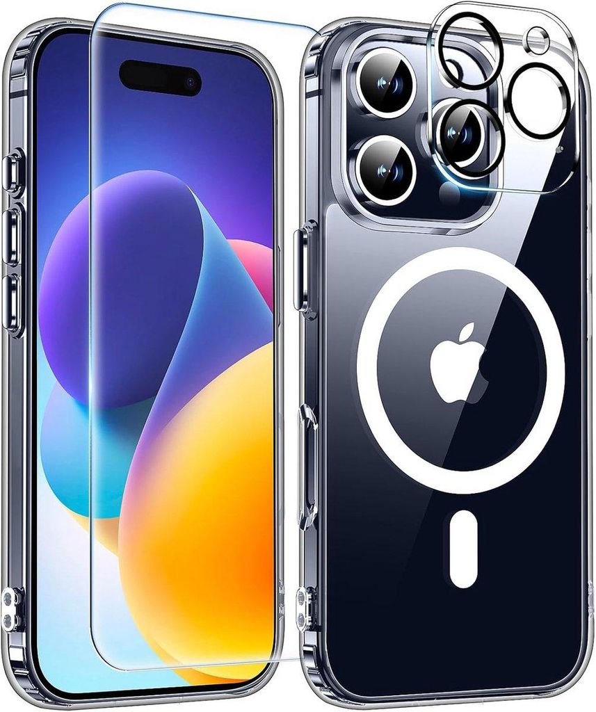 Stravo Clear Hoesje iPhone 16 pro – 3-in-1 MagSafe Hülle mit Glas- & Kameraschutz – anti Vergilbung, magnetisch, Vollschutz – transparent