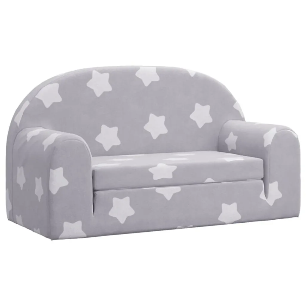 Divano Letto Bambini vidaXL Grigio con Stelle: Morbido Peluche a 2 Posti