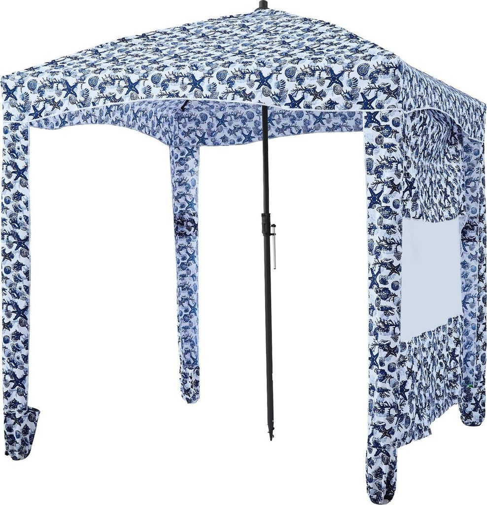 Beach Cabana, 1.83 x 1.83 m Beach Canopy with Side Wall, UPF 50+ Protection Easy Setup Cabana Tent with Sand Pockets, Large Outdoor Portable Shade,...