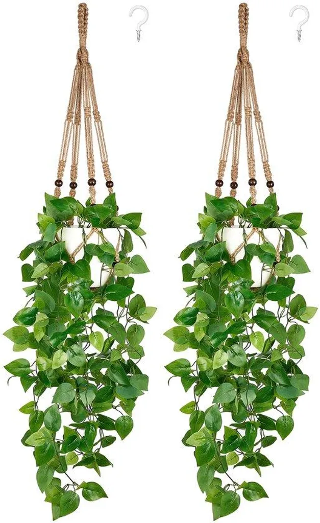 Plante artificielle sans entretien suspension macramé pour pièce sombre