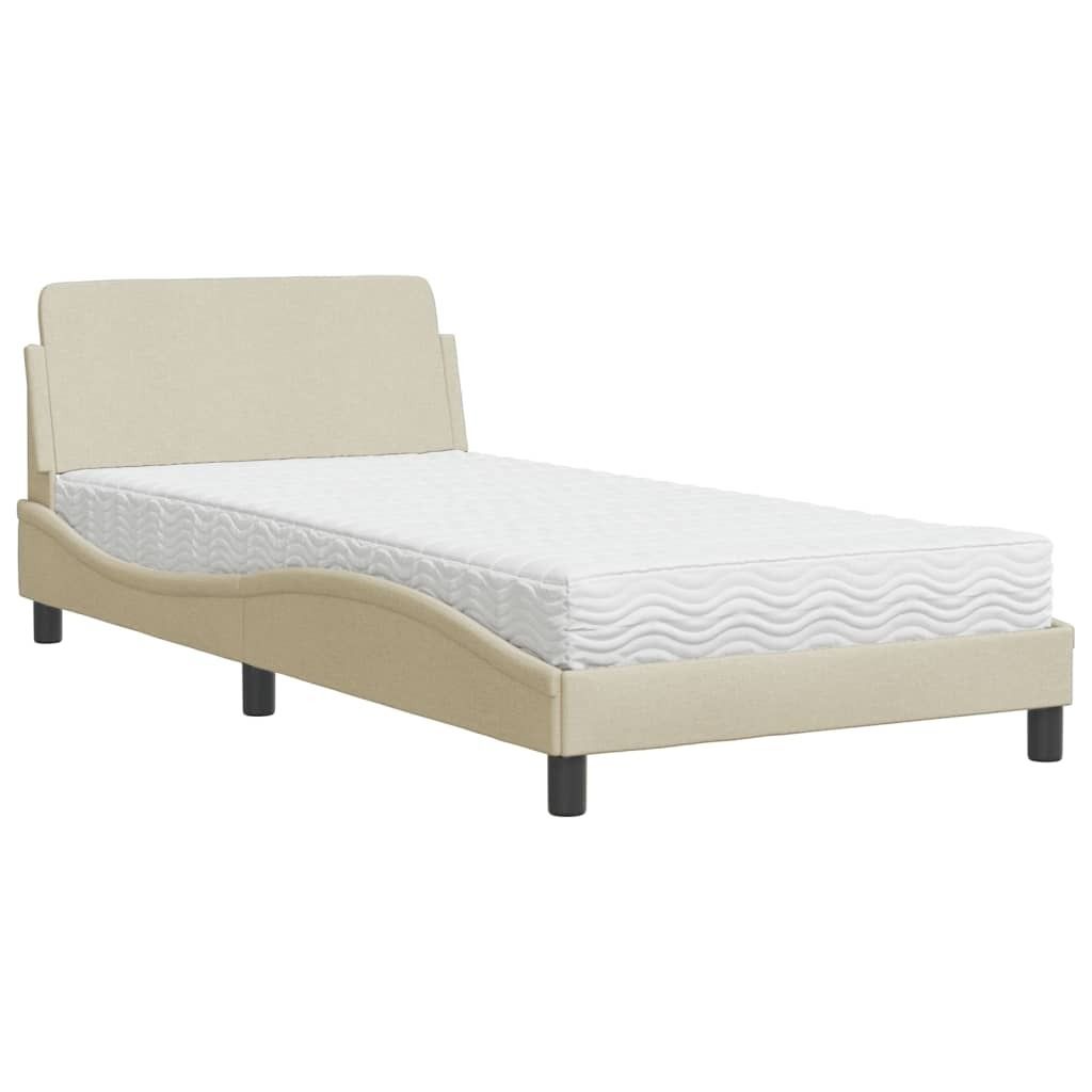 Bett mit Matratze "Dover" Creme 100x200 cm Stoff
