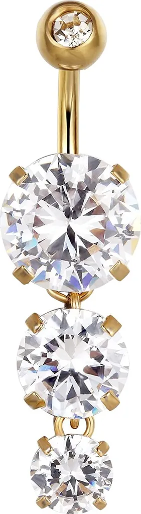 Piercing per ombelico in acciaio inossidabile Karisma - Ciondolo con zirconi di banana - HB148 - Argento-cz