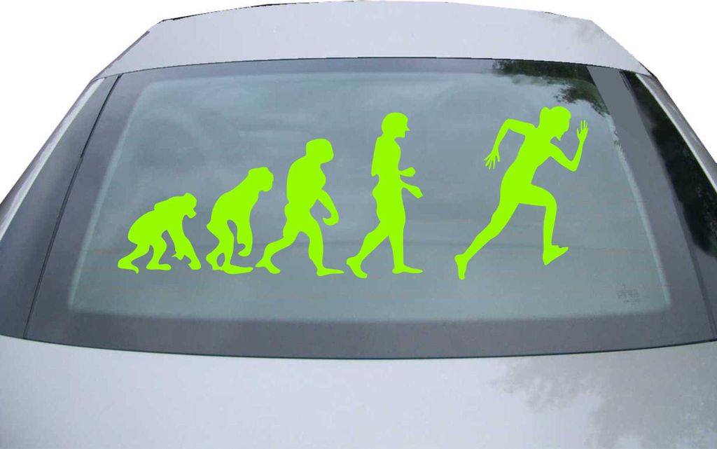Indigos UG - Aufkleber Heckscheibe & Motorklappe DE7079 - neongrün - 600x221 mm - Evolution Läufer Sprint - Auto Scheiben Fenster Heckklappe Tuni...