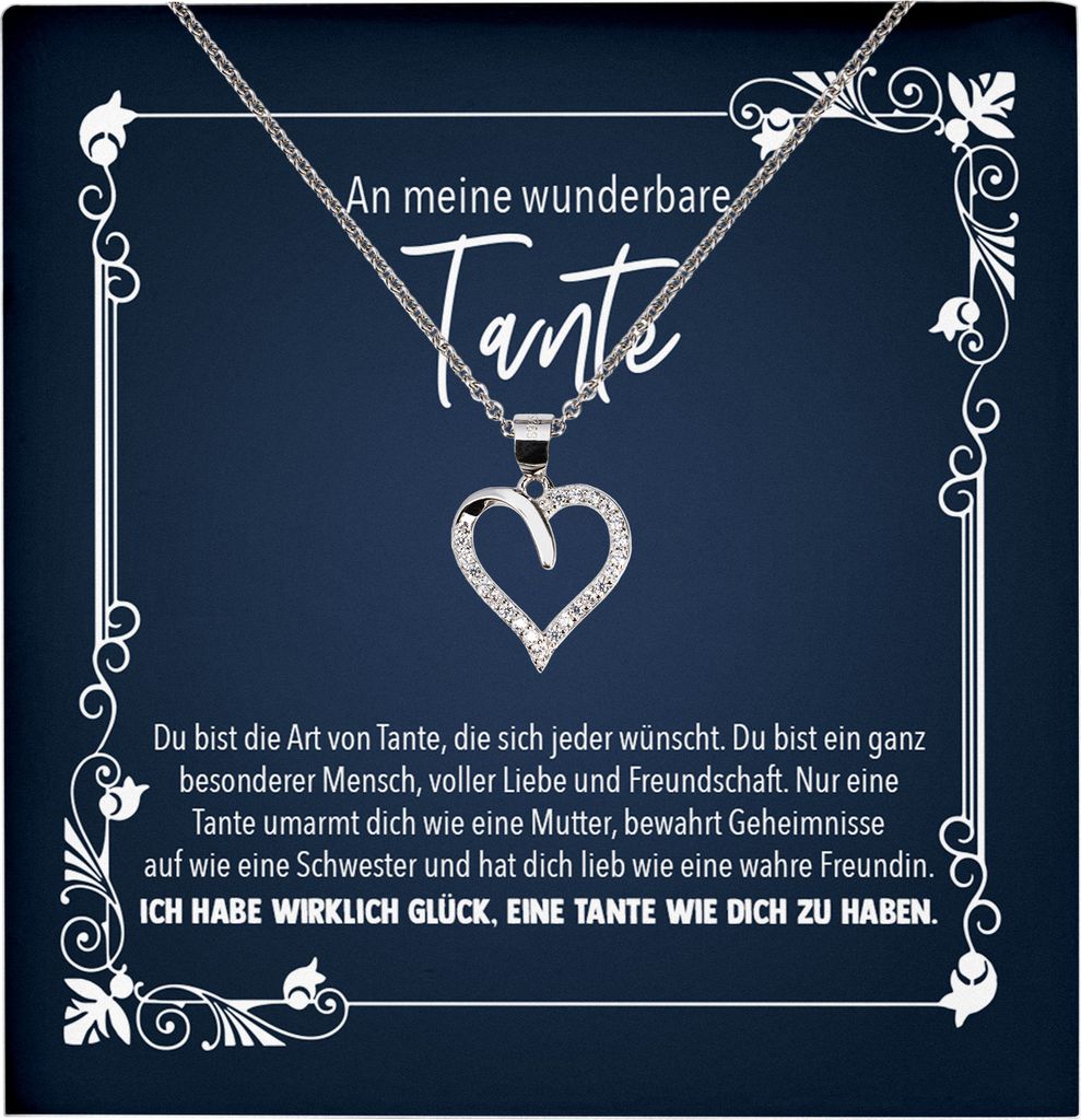 22Feels Echt Silber Halskette - An Meine Tante Geschenk Geburtstag Schwester Frauen Schmuck Set - Herz Anhänger, Karte
