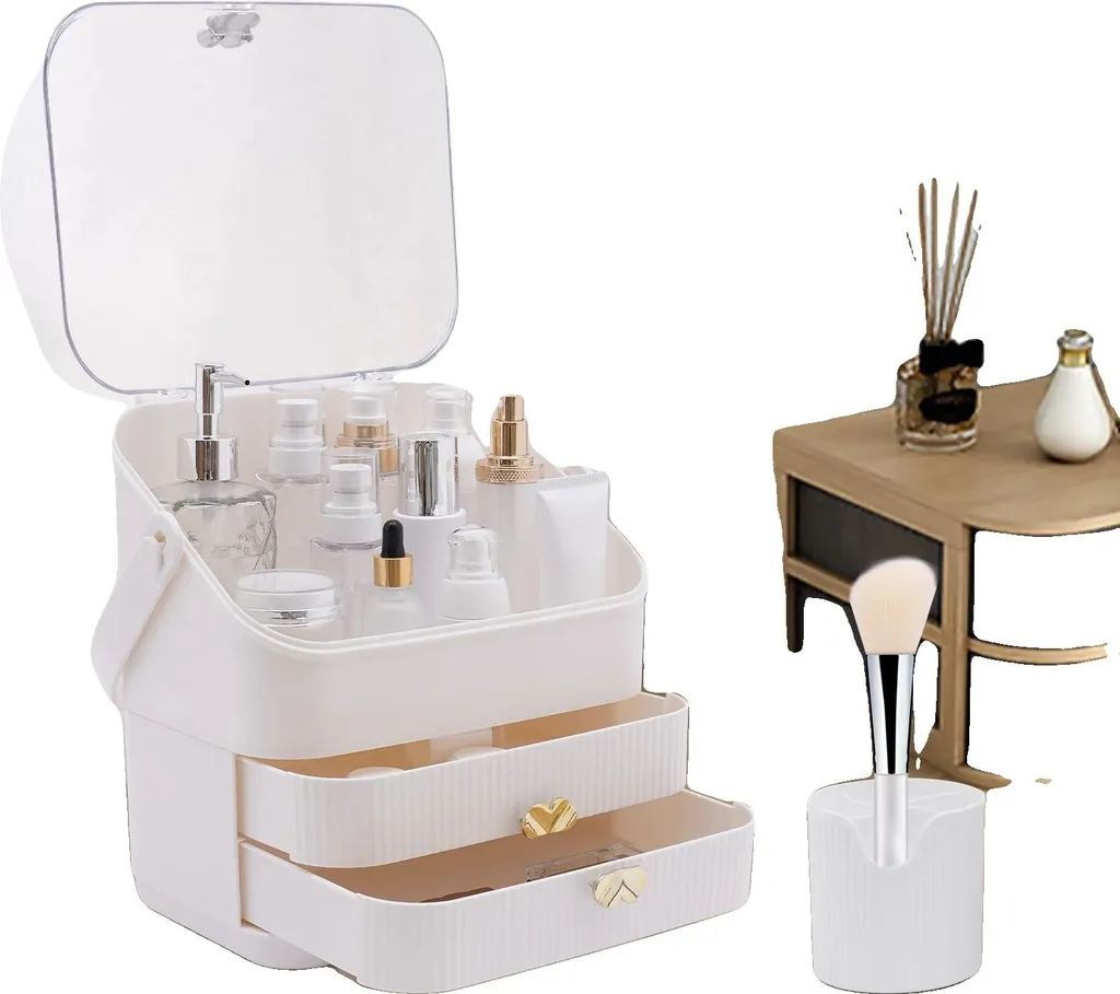 Boîte de rangement cosmétiques pour coiffeuse et gain de place