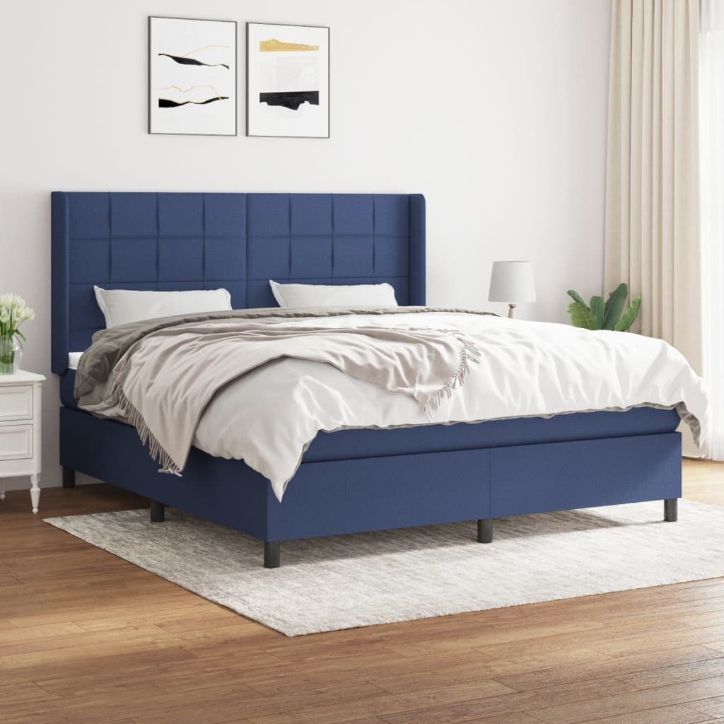 Maison Exclusive - Boxspringbett mit Matratze Blau 180x200 cm Stoff