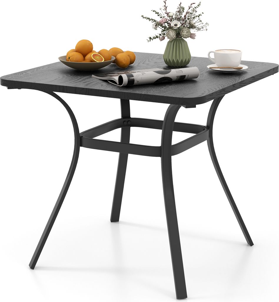 KOMFOTTEU Gartentisch 80x80cm, Quadrattisch aus Metll mit 4 gebogenen Beinen, Balkontisch Esstich für 4 Personen, Beistelltisch für Hinterhof Gar...