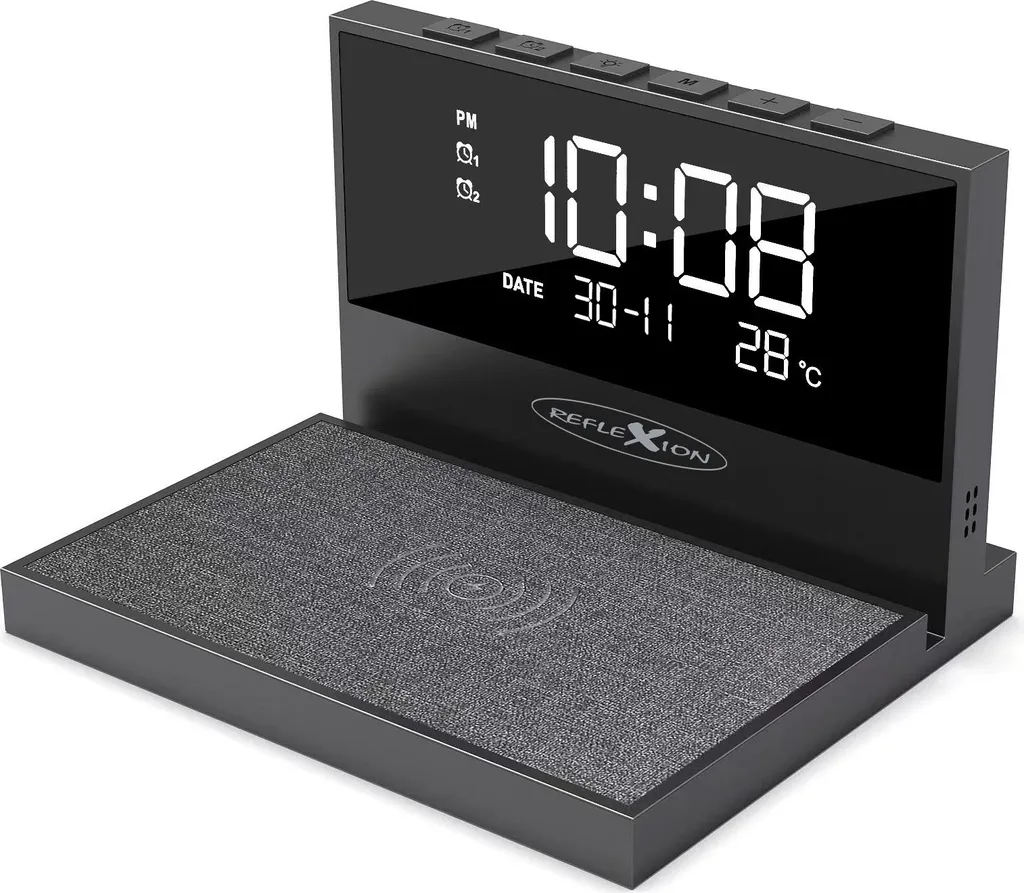 Reflexion ACW2188 Uhrenradio avec Chargement sans Fil Qi Intégré Noir