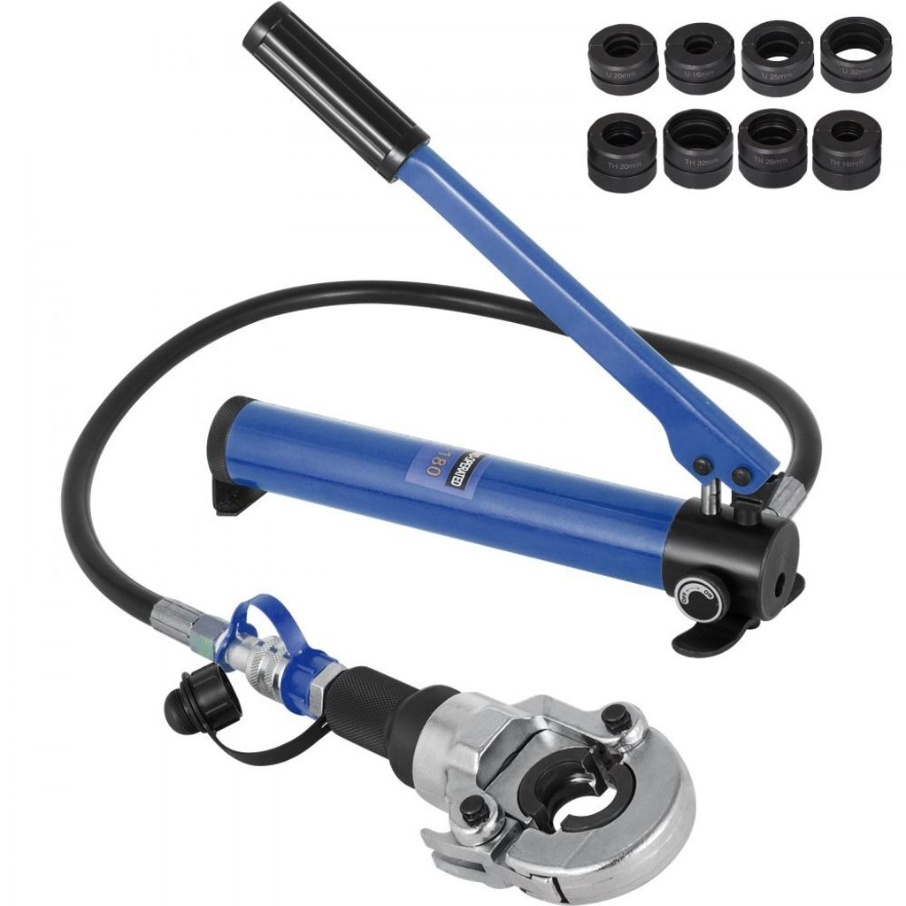 Presszange 16/20/25/32 mm - Crimpzange 6 T Presskraft - Hydraulische Rohrpresszange Typ-U - mit Gummigriff - 360°-Schwenkkopf - für PPR-Rohr, PEX...
