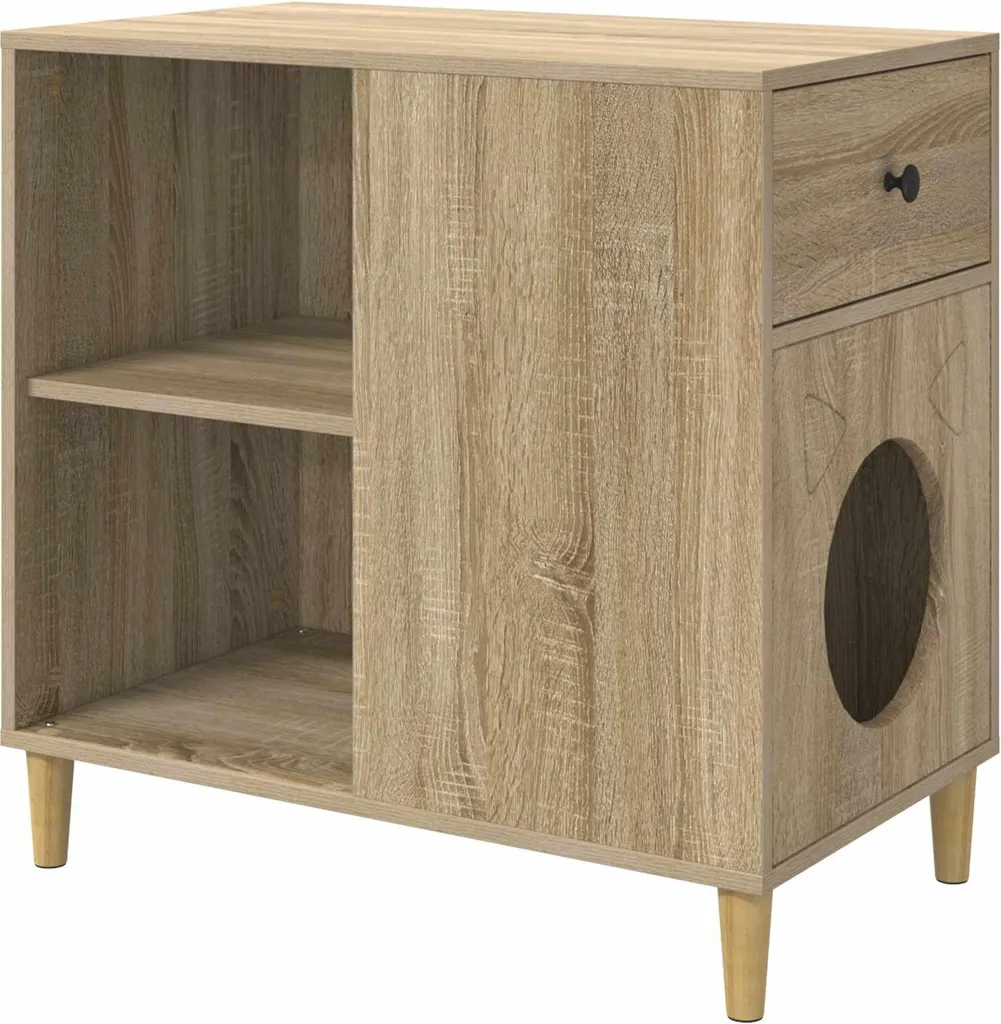 SYFAX™ Cuccia Gatti Legno Sonoma 72x42x70cm - Struttura Robusta 60kg