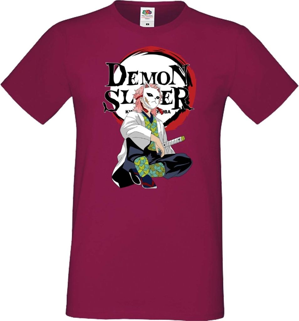 Herren T-Shirt Japan Manga Animation Comics Demon Anime Slayer Sabito Var-022 Sabito, Man 3XL / Burgundy