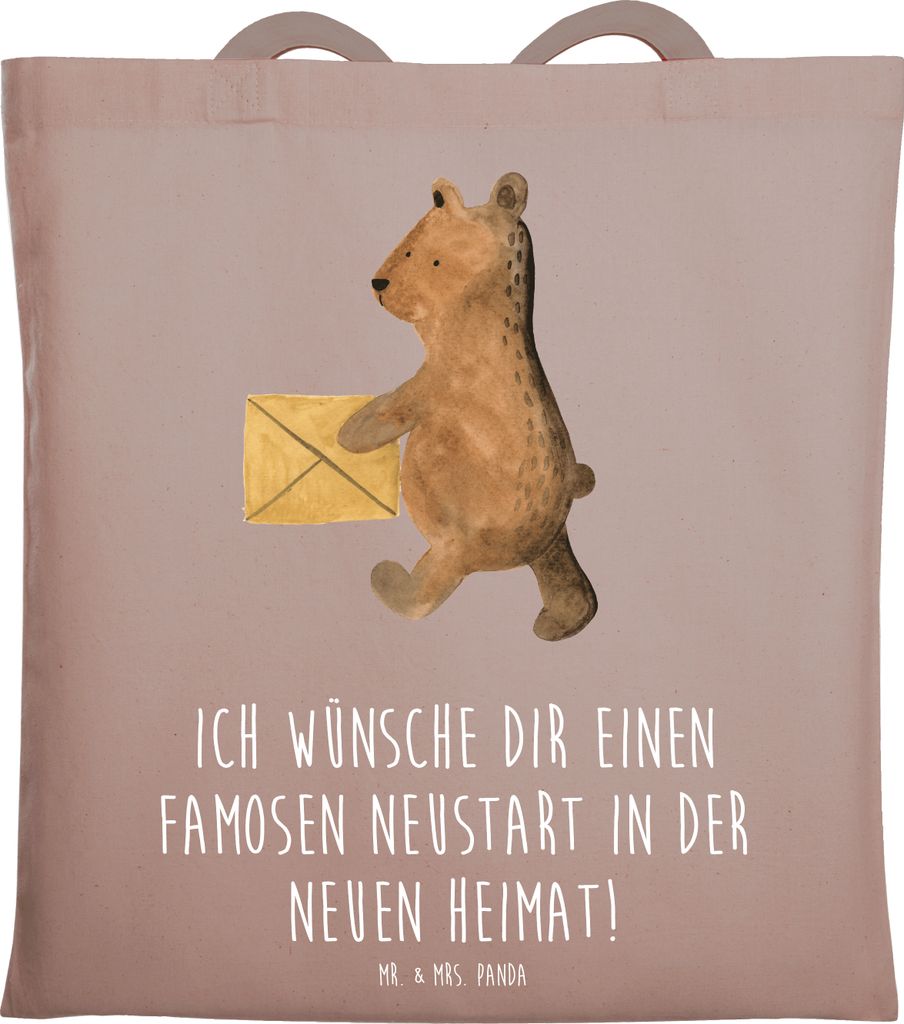 Mr. & Mrs. Panda Shopping Tasche Neustart Umzug - Braun Pastell - Geschenk, Motivation, Zuversicht, Tote Bag, Menschen ermutigen, Jutebeutel, Schul...