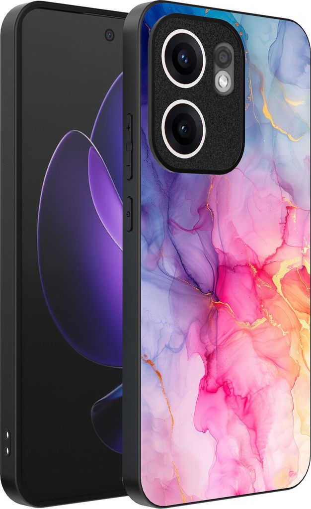 Smartphonica Telefon Fall geeignet für Oppo Reno 13F mit Marmor-Druck - TPU zurück Abdeckung Fall Marmor-Design - Regenbogen