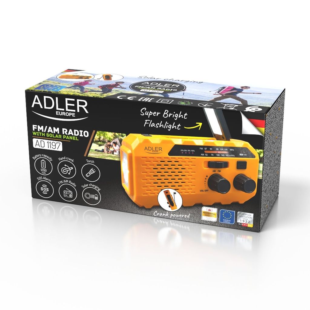 Adler | Portable radio with flashlight | AD 1197 | Alarm Immagine del prodotto 