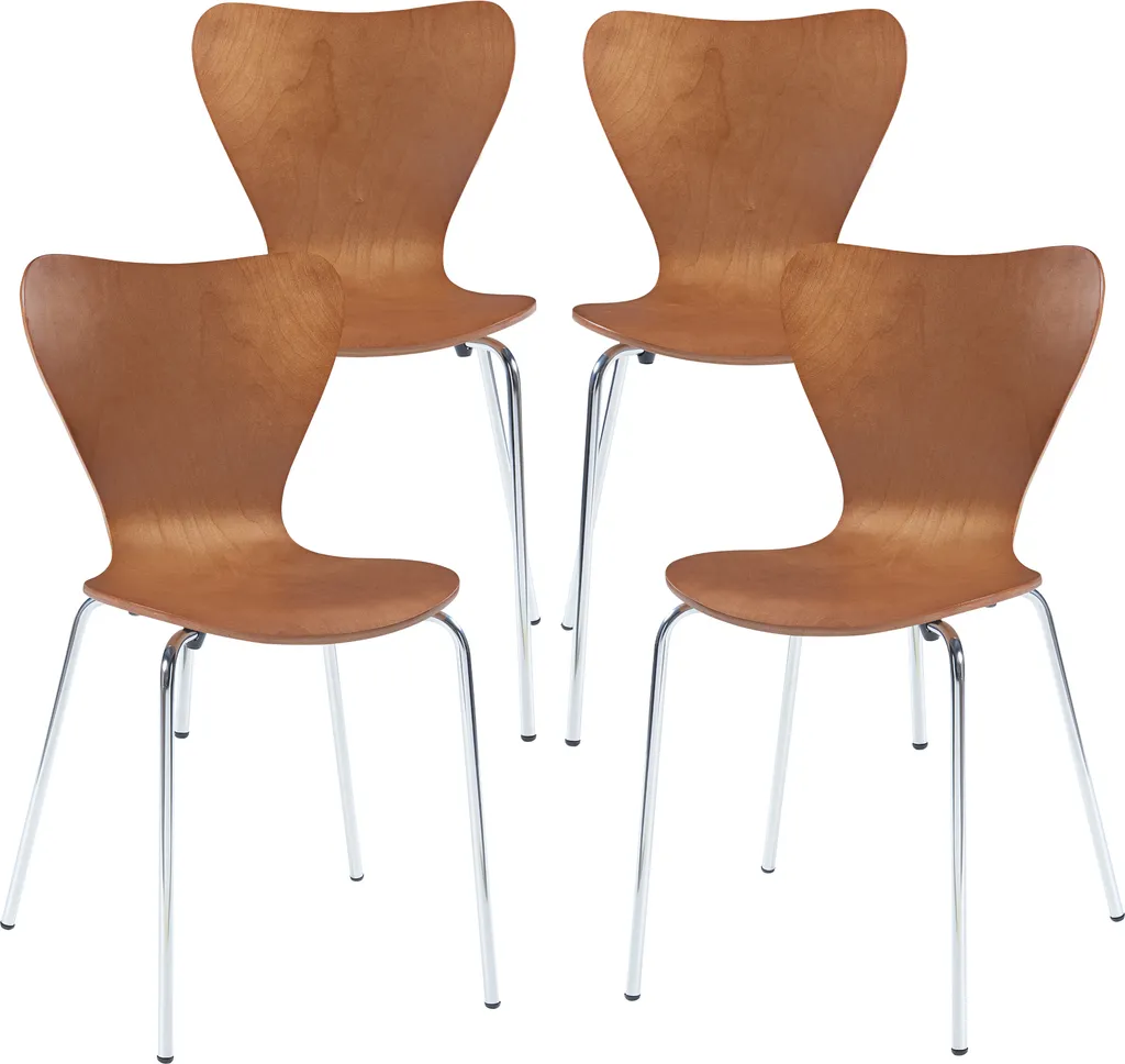 Set di 4 sedie da pranzo 'Essunga' in legno e metallo 80 x 48 x 46 cm in noce / colori cromati