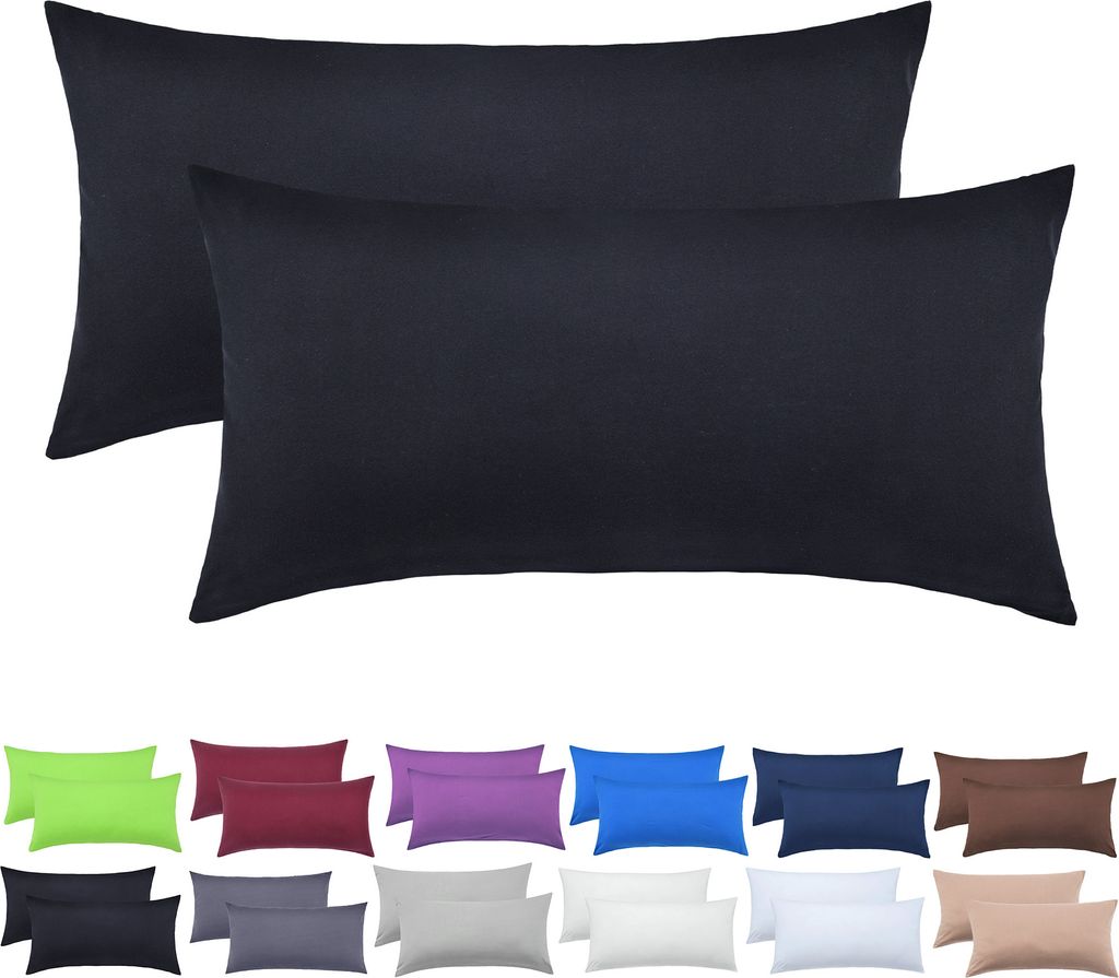 set di 2 copricuscini 100% cotone 40x80 cm Nero Immagine del prodotto 