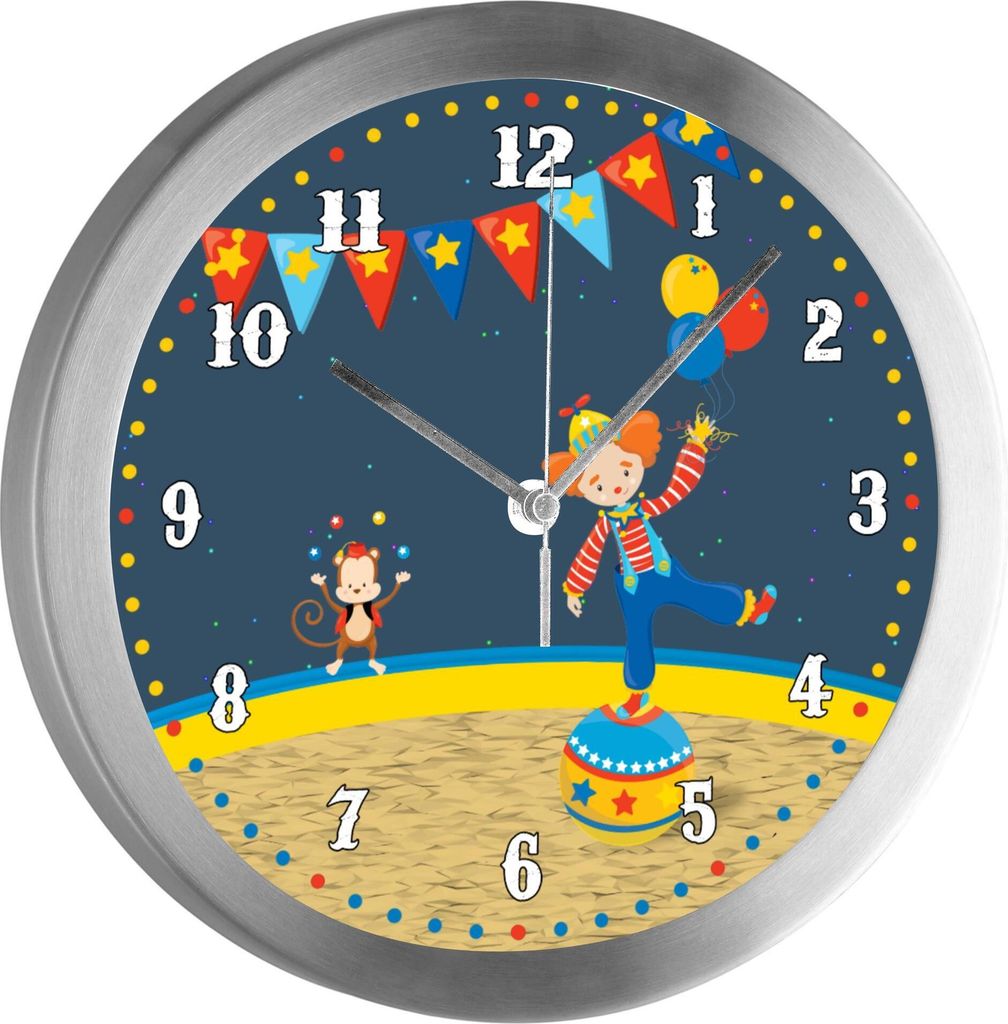 Funkuhr, Kinder Wanduhr, Kinderuhr, Kinderzimmer Circus