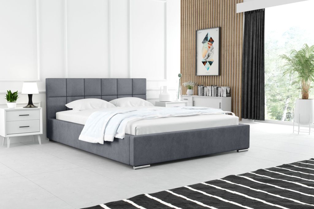 Modernes Polsterbett 140x200 RUBINA 1 - grau